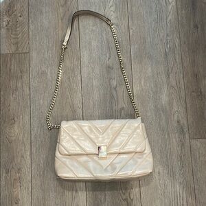 Aldo Cream Quilted Chevron Gold Chain Shoulder Crossbody Neutral Old Money Bag